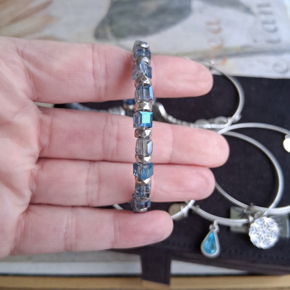 Alex and Ani bracelet bundle of 6 with blue crystals snowflake - Picture 5 of 5